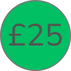 £25 in a green circle